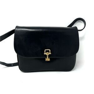 Celine Vintage Horse Carriage Bag – Black Leather Crossbody - Gold Logo Hardware